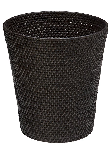 KOUBOO Round Rattan Waste Basket, Espresso