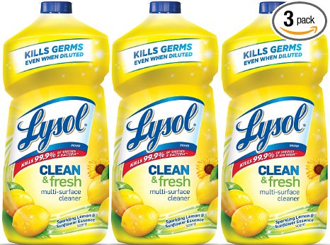 Lysol Clean & Fresh Multi-Surface Cleaner, Sparkling Lemon and Sunflower Essence, 40 oz, Pack of 3