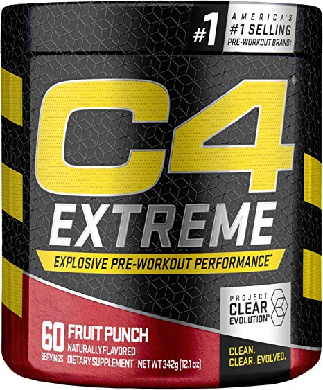 Cellucor C4 Extreme Pre Workout Powder Energy Drink for Men & Women w/Creatine, Caffeine, Nitric Oxide Booster, Citrulline & Beta Alanine, Fruit Punch, 60 Servings