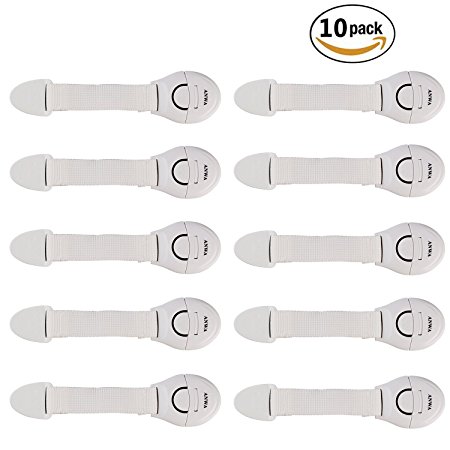 ANWA Child Safety Locks 10-pack Baby Proof Cabinets, Drawers, Refrigerators, etc. Keep Toddlers & Kids Children Safe, Protect From Injury Around the House