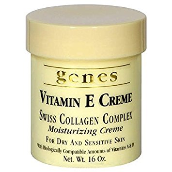 Genes Vitamin E Creme Swiss Collagen Complex Moisturizing Creme for Dry and Sensitive Skin 2 Pack (16 oz Each)