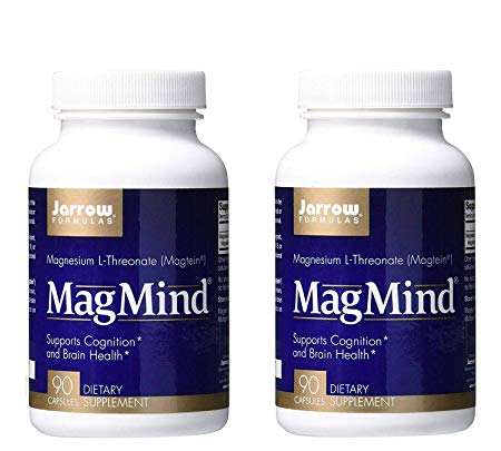 Jarrow Formulas Magnesium L-Threonate MagMind Supports Cognition and Brain Health (90 Capsules) Pack of 2