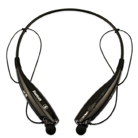 Iwoo Wireless Bluetooth OEM Universal Stereo Headset Headphone Neckband Earbud , Black