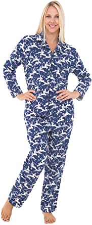 Alexander Del Rossa Women's Warm Flannel Pajama Set, Long Winter Christmas Button Down Cotton Pjs