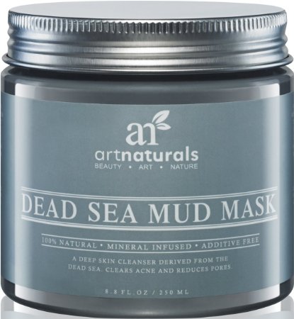 Art Naturals® Dead Sea Mud Mask for Face, Body & Hair 260 ml. 100% Natural and Organic Deep Skin Cleanser - Clears Acne, Reduces Pores & Wrinkles - Ultimate Spa Quality -Mineral Infused, Additive Free