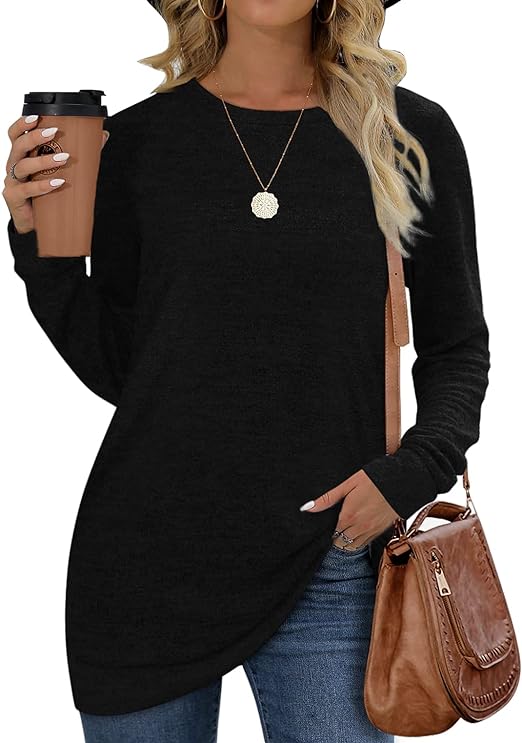 Jescakoo Sweatshirts for Women Long Sleeve Oversized Pullover Crewneck Sweater for Women Casual Loose Tunic Tops Fall Winter
