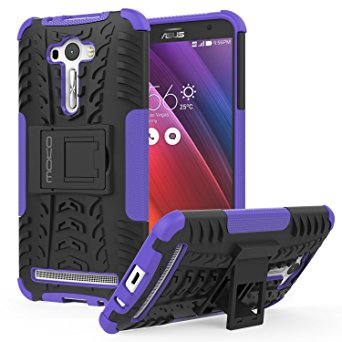 MoKo ASUS Zenfone 2 Laser Case - Heavy Duty Rugged Dual Layer Armor with Kickstand Protective Cover for ASUS Zenfone 2 Laser (ZE550KL / ZE551KL) 5.5 Inch Smartphone 2015 Release, PURPLE