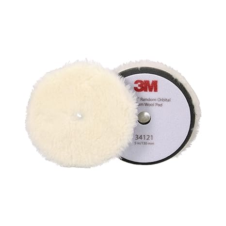 3M Perfect-It Random Orbital Medium Wool Compounding Pad, 5"/130 mm, White, 34121, Orbital Pads for Automotive Compounding and Polishing