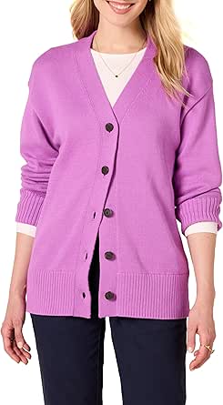 Amazon Essentials Women's V-Neck Midweight Relaxed-Fit Cardigan Sweater