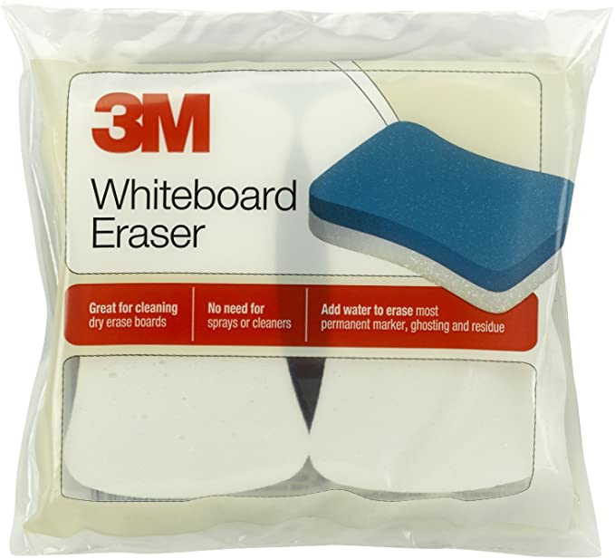 3M Whiteboard Eraser for Whiteboards, 2-Pack, White/Blue (581-WBE)