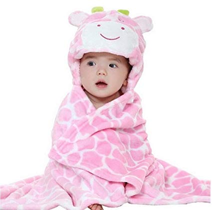 FeelMeStyle Baby Hooded Blanket Animal Fleece Bathrobe for Unisex Baby