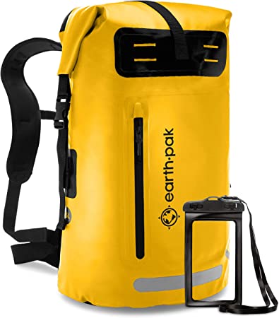 Earth Pak- Summit Series Rucksack Waterproof Dry Bag Backpack Heavy Duty Roll-Top Closure and Cushioned Padded Back Panel