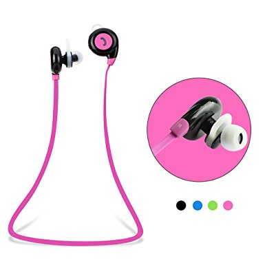 Vangoog Bluetooth Headphone Wireless Sweatproof Headset Built-in MIC Noise Cancelling Pure Sound Earphone In-Ear Earbud Sports/Gym Headphone for iPhone Android-Pink