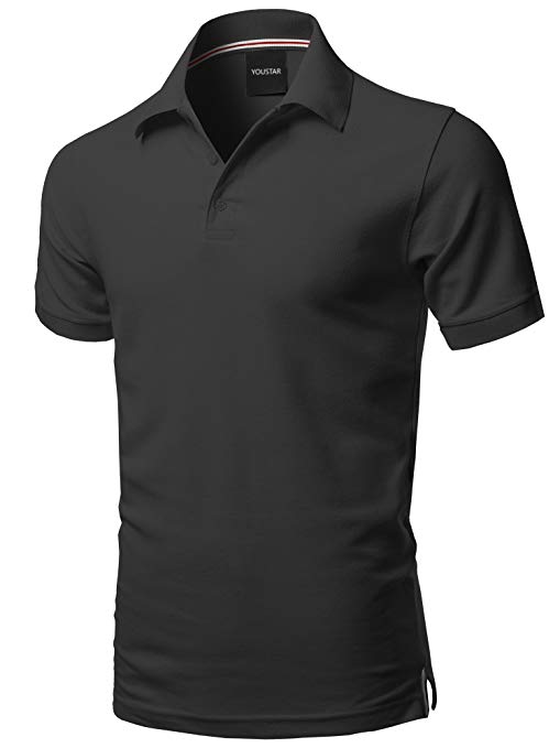 Youstar Men's Solid Short Sleeves Basic Premium Quality Side Slit Polo Shirt