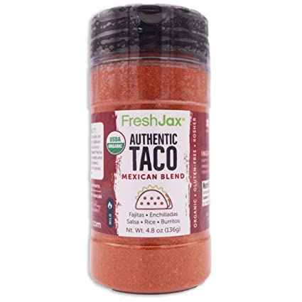 FreshJax Premium Gourmet Spices and Seasonings, (Organic Taco Seasoning: Mexican Blend) Large 4.8 oz