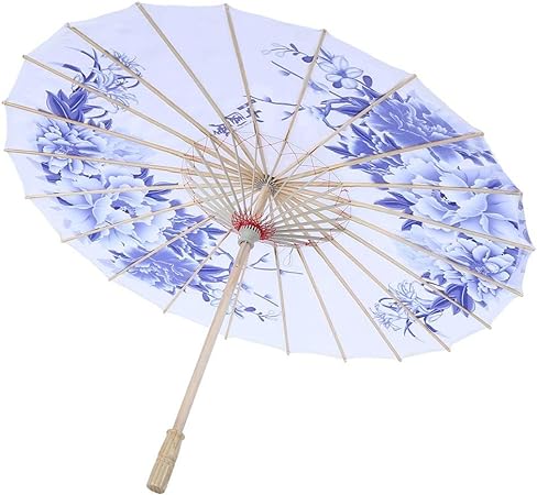 Oiled Paper Umbrella, Handmade Chinese Umbrella, Windproof Women's Umbrella, Classical Dance Parasol, Blue