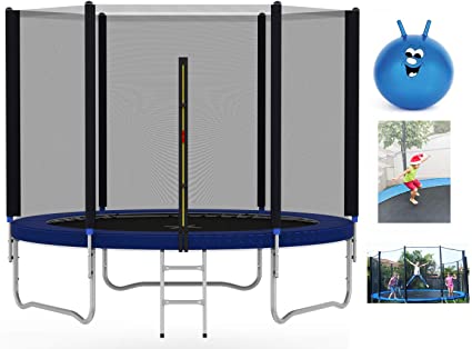 Heavy Duty 6FT 8FT 10FT 12FT 14FT Outdoor Trampoline with Enclosure Net for Kids Spring Cover Ladder FREE Space Hopper