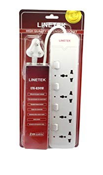 Linetek Power Extension Board 4 Socket with 2 USB Port and Individual Switch - 2 Meter Length Cable LTK-G241U