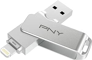 PNY 128GB Duo Link iOS USB 3.2 Dual Flash Drive, Silver