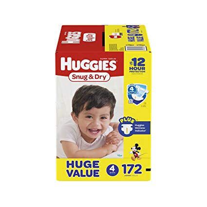 HUGGIES Snug & Dry Diapers, Size 4, 172 Count, HUGE PACK (Packaging May Vary)