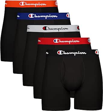 Champion Men's Boxer Briefs, Every Day Comfort Stretch Cotton Moisture-wicking Underwear, Multi-pack (pack of 5)