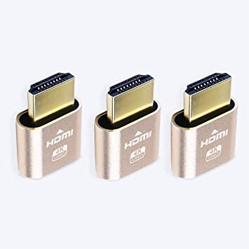 DTECH HDMI Dummy Plug 4K Headless Ghost Display Emulator Compatible with Windows Mac OSX Linux (fit-Headless, 3 Pack)