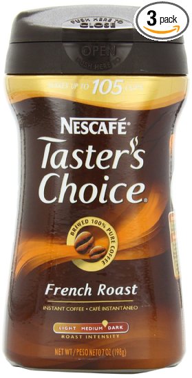 Nescafe Taster's Choice French Roast Instant Coffee, 7-Ounce  Canisters (Pack of 3)