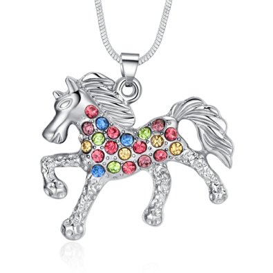 ELOI Multicolor Horse Pendant Pony Mustang Necklace Gifts for Little Girls Necklaces 18 Inches
