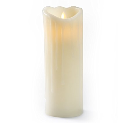 Gideon 9 Inch Flameless LED Candle - Dripping Style - Real Wax & Real Flickering Candle Motion - with Multi-Function Remote (On/Off, Timer, Dimmer) - Vanilla Scented, Ivory