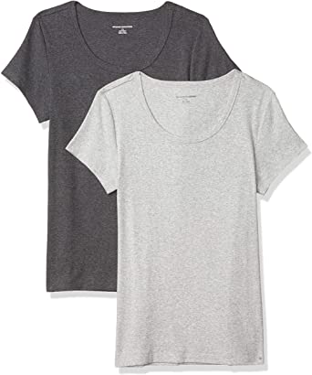 Amazon Essentials Women's 2-Pack Slim-Fit Cap-Sleeve Scoopneck T-Shirt