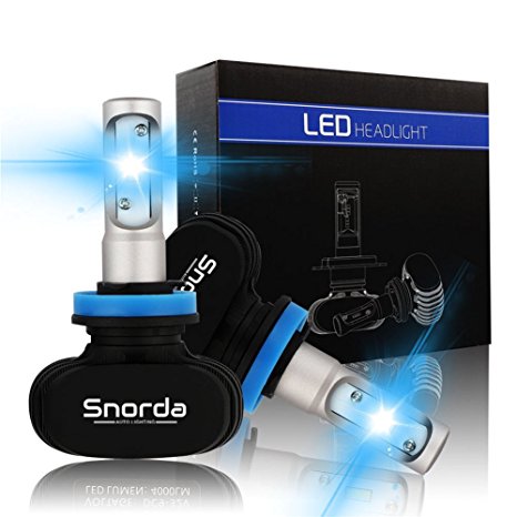 Snorda H11 (H8 H9) Automotive LED Headlights Bulbs Car Headlight Kit,8000LM,50w/Set 6500K Cool White,Highly Waterproof,6PCS LED/Each Bulb,(Pack of 2)