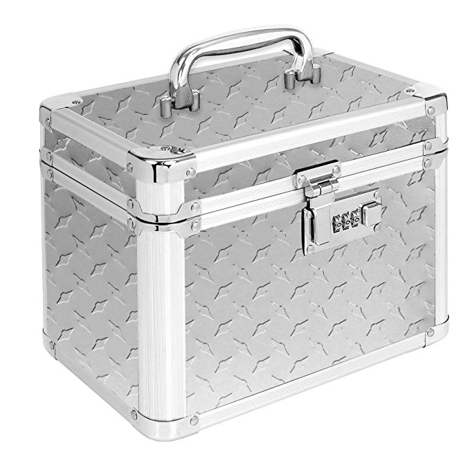 Vaultz Locking Garage Box, 10 x 7.75 x 7.25 Inches, Silver Treadplate (VZ00715)