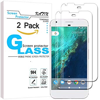 KATIN Google Pixel XL Screen Protector - [2-Pack] For Google Pixel XL Screen Protector Tempered Glass [NOT Pixel 2 XL] 9H Hardness Bubble Free with Lifetime Replacement Warranty