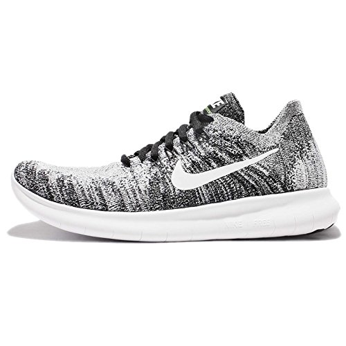 Nike Womens Free RN Flyknit 2017 Running Shoe BLACK/WHITE-VOLT 11.0