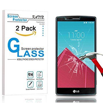 LG G4 Screen Protector - KATIN LGG4 [2-Pack] 3D Touch Compatible Premium Tempered Glass , 2.5D Rounded Edge with Lifetime Replacement Warranty