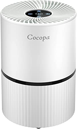 Cocopa Air Purifier for Bedroom , Air Cleaner with True HEPA Filter, Quiet 20dB Sleep Mode, 3 Speeds, Remove 99.97% Dust, Pollen, Smoke, Allergies, Odours for 20m² Bedroom, Living Room, Office