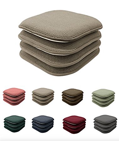 4 Pack: GoodGram Non Slip Honeycomb Premium Comfort Memory Foam Chair Pads/Cushions - Assorted Colors (Taupe)