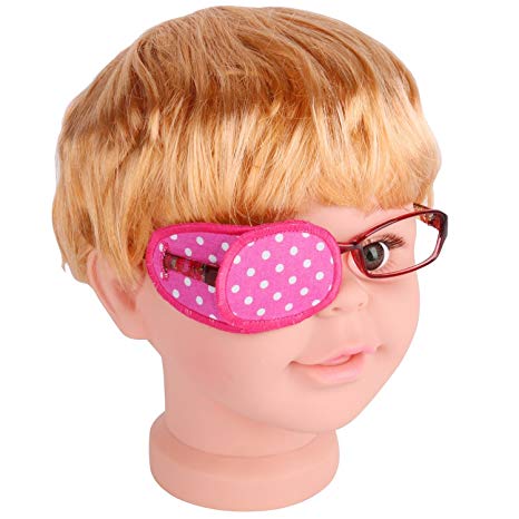 Plinrise Pure Cotton Amblyopia Eye Patch For Glasses,Treat Lazy Eye,Amblyopia And Strabismus,Eye Patch For Children,Regular Size (Pink, White Dot)