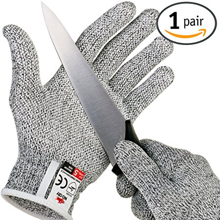 NoCry Cut Resistant Gloves with Grip Dots - High Performance Level 5 Protection, Food Grade. Size Medium, Free Ebook Included!