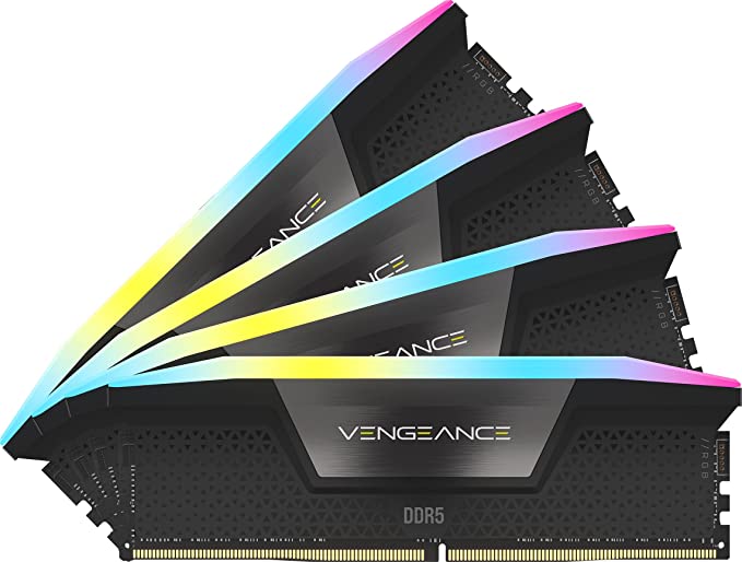 CORSAIR VENGEANCE RGB DDR5 RAM 64GB (4x16GB) 6600MHz CL32 Intel XMP iCUE Compatible Computer Memory - Black (CMH64GX5M4B6600C32)