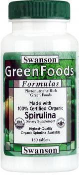100 Certified Organic Spirulina 500 mg 180 Tabs