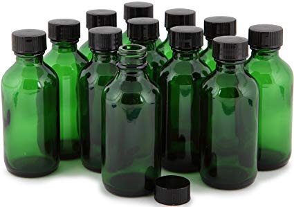 Vivaplex, 12, Green, 2 oz Glass Bottles, with Lids