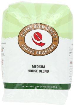 Coffee Bean Direct Medium House Blend Whole Bean Coffee 5-Pound Bag