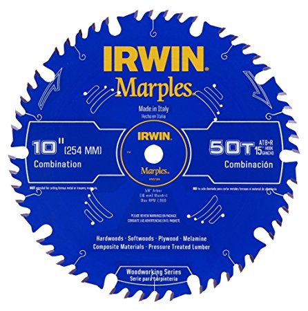 Irwin Tools  1807368 Marples Laser Cut 10-Inch 50-Tooth Alternate Tooth Bevel with Raker Tooth Circular Saw Blade