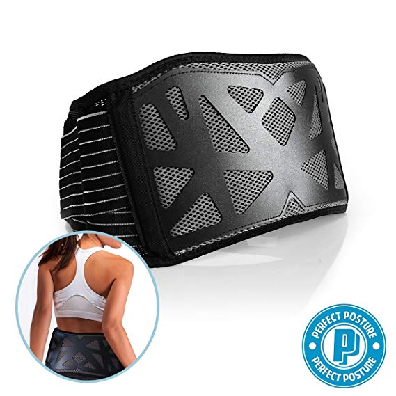 PERFECT POSTURE Back Support Brace for Pain: #1 Doctor Recommended, for Women Men, Lower Lumbar, Flat Back, Better Posture - Amazing Honeycomb Design Comfortable, Durable, Adjustable (Sz 0, 24-27)