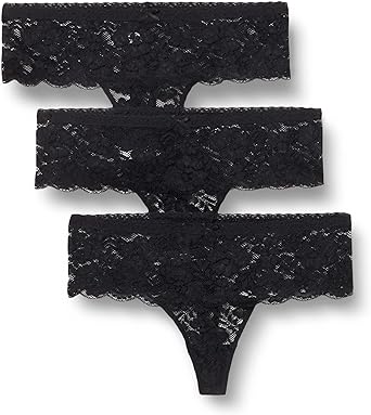 Iris & Lilly Women's Lace Thong Knickers, Pack of 3