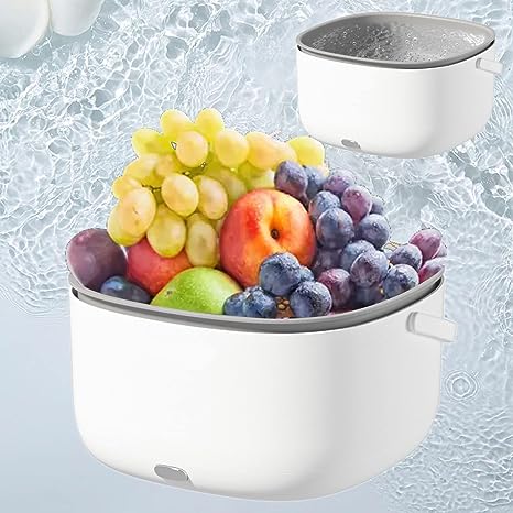 Buddeez Vegetable Cleaner, Fruit ultrasonic Cleaner, Multi-Function Dual Drainage Electric Vegetable Cleaning Basket, Fruit, Vegetable, Rice, Meat, Tableware Ingredient Food Purifier
