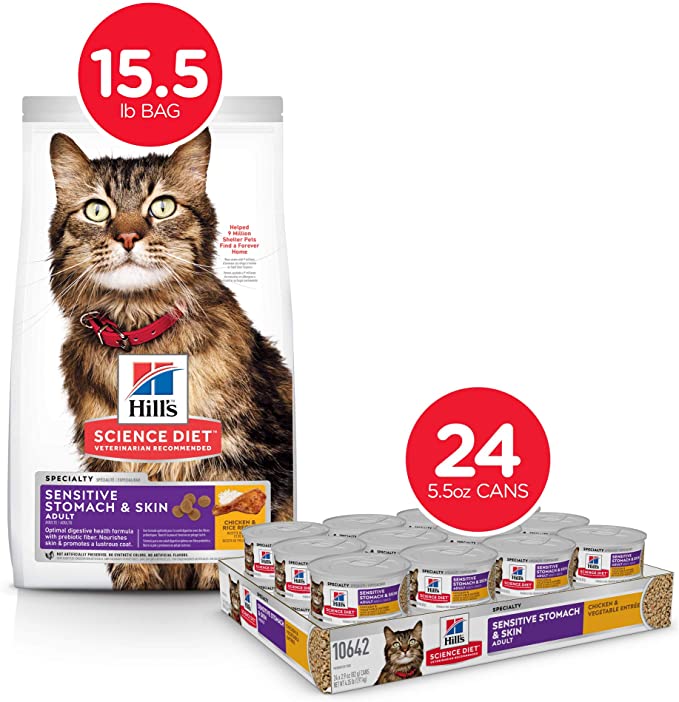 Hill's Science Diet Dry Cat Food, Adult, Sensitive Stomach & Skin