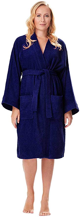 Arus Women's Short Kimono Lightweight Bathrobe Turkish Cotton Terry Cloth Robe