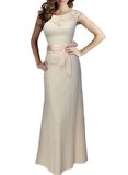 Miusol Womens Elegant Sleeveless Halter Black Lace Bridesmaid Maxi Dress